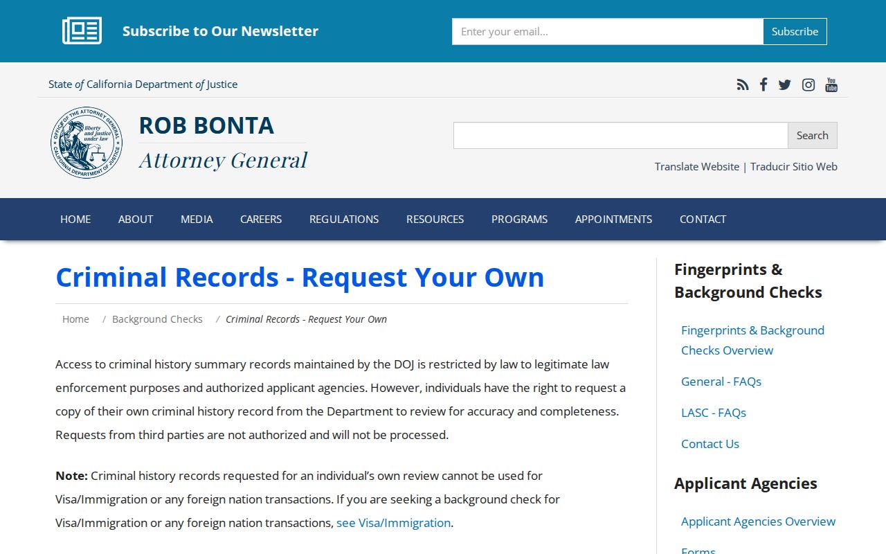 California DOJ criminal record review instructions for San Mateo County residents
