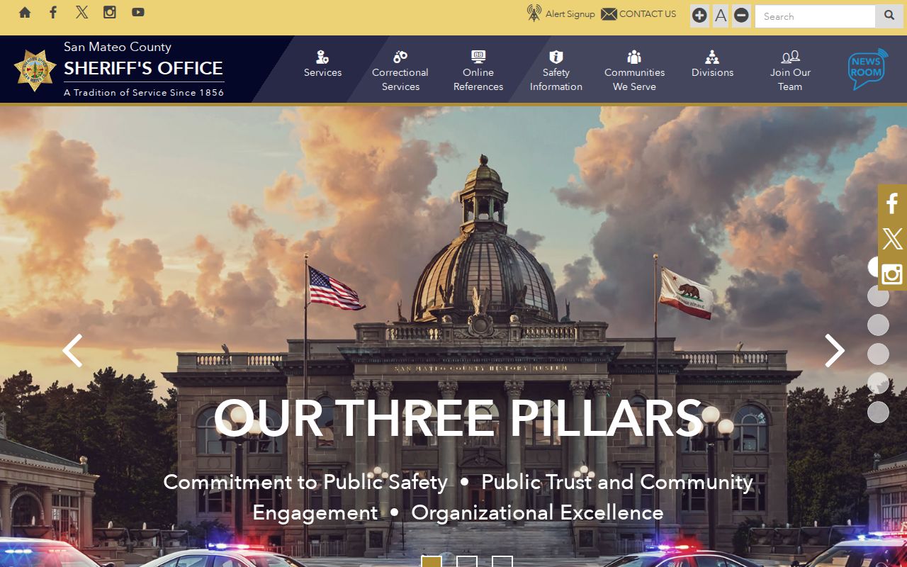 San Mateo County Sheriff website with jail and inmate resources